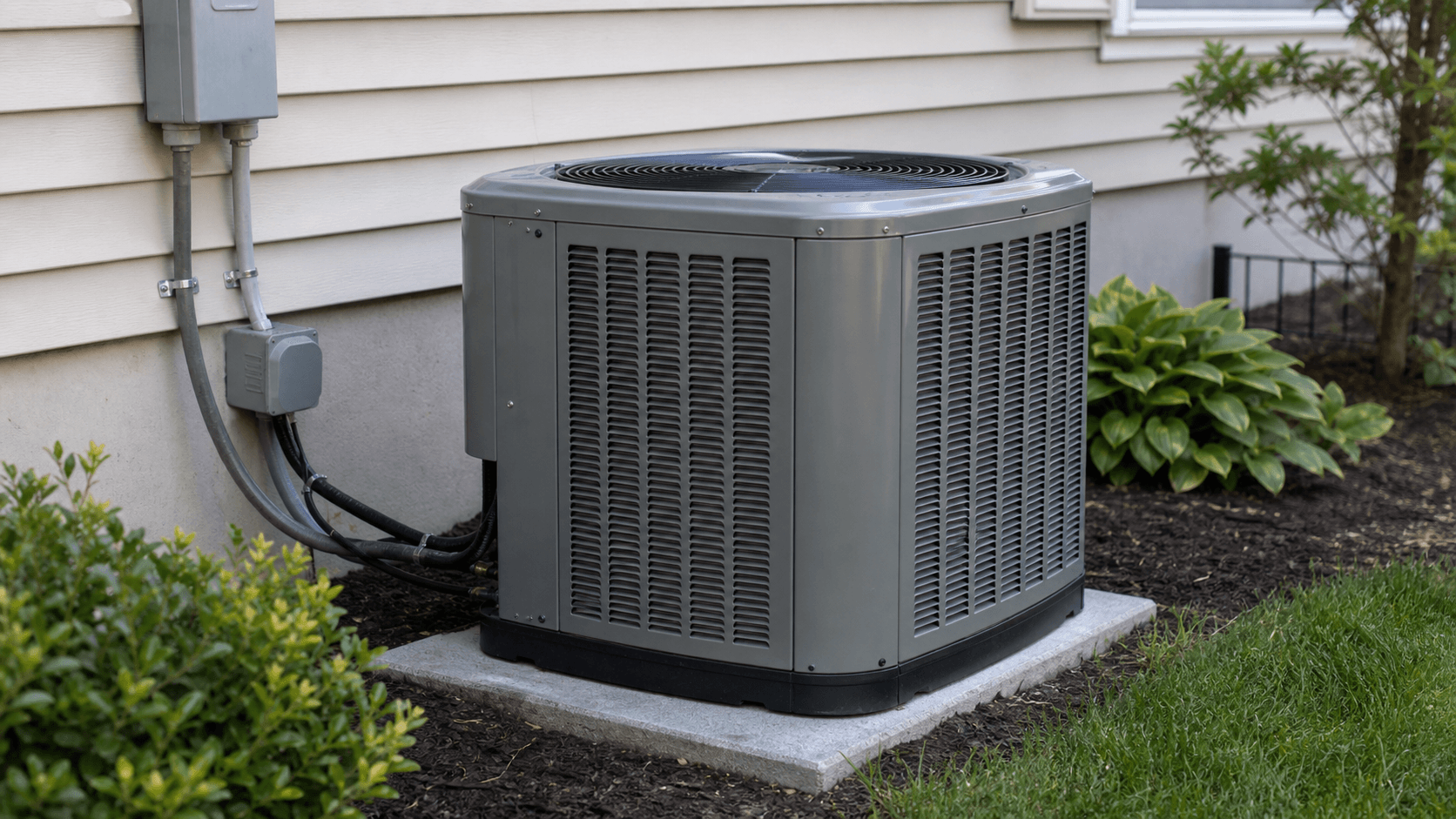 Outdoor HVAC unit beside a house